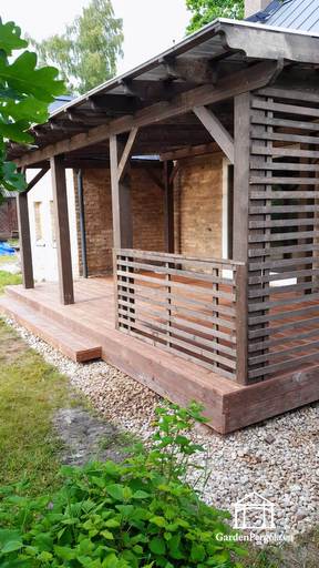 Tmavě hnědé odolné rozšíření zahradního altánu 3x6m