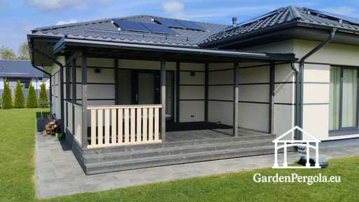 Prémiový tmavě šedý altán s kovovou střechou 4x6m - garden gazebo pergola
