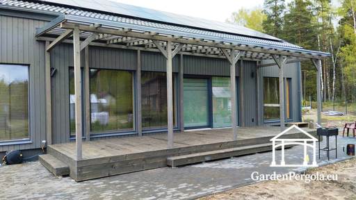 Přístřešek připojený k domu 3x10m z polykarbonátu - garden gazebo pergola