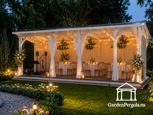 Dřevěný altán 4x8 m s dvouspádovou střechou - garden gazebo pergola