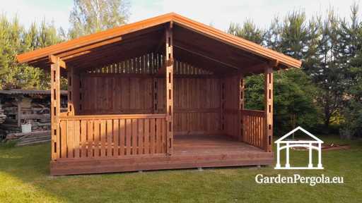 4x6 m Hnědý Dřevěný Zahradní Altán - garden gazebo pergola