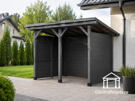 3x3 m Dřevěný přístřešek na odpadkové koše - garden gazebo pergola