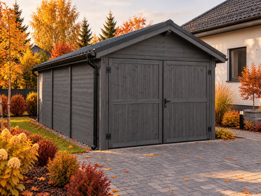 4 × 5 m dřevěná garáž s kovovou sedlovou střechou - garden gazebo pergola