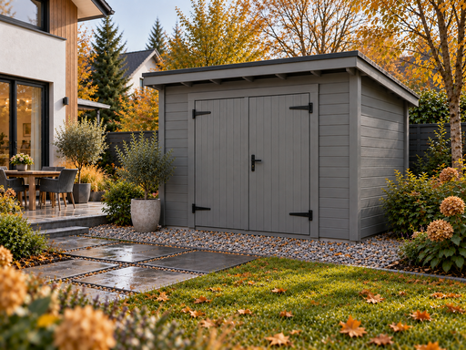 3 × 4 m tmavý dřevěný zahradní domek s pultovou střechou - garden gazebo pergola