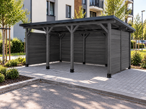 3 × 5 m dřevěný přístřešek na popelnice pro bytové domy - garden gazebo pergola